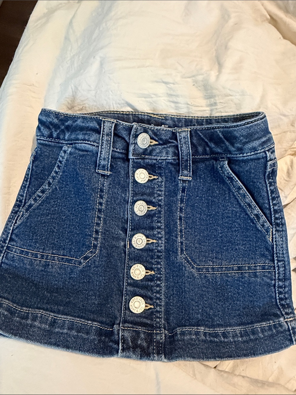 Cat & Jack Girls Dark Blue Denim Button-Front Skirt